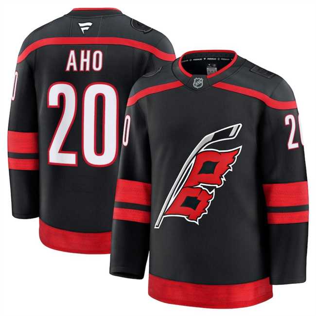 Mens Carolina Hurricanes #20 Sebastian Aho Black 2024-25 Home Stitched Hockey Jersey Dzhi->carolina hurricanes->NHL Jersey